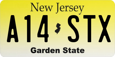 NJ license plate A14STX