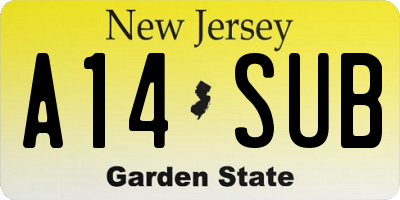 NJ license plate A14SUB