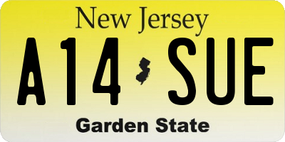 NJ license plate A14SUE