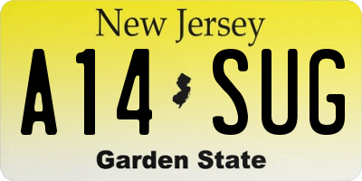 NJ license plate A14SUG