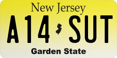 NJ license plate A14SUT