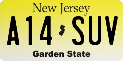 NJ license plate A14SUV