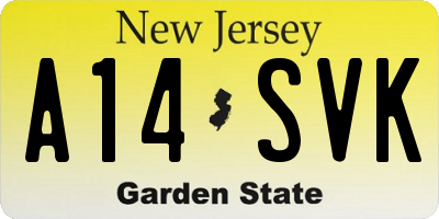 NJ license plate A14SVK
