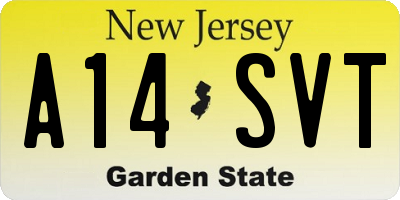 NJ license plate A14SVT