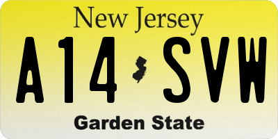 NJ license plate A14SVW