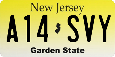 NJ license plate A14SVY