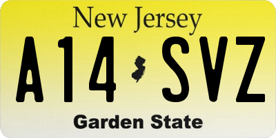 NJ license plate A14SVZ