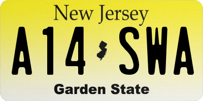 NJ license plate A14SWA