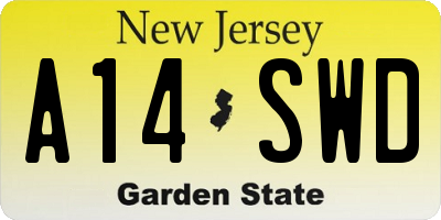 NJ license plate A14SWD
