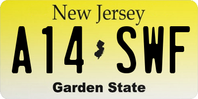 NJ license plate A14SWF