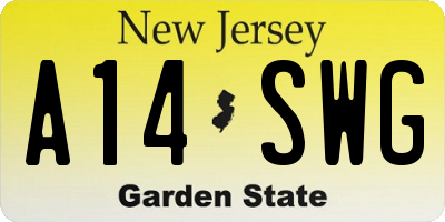NJ license plate A14SWG