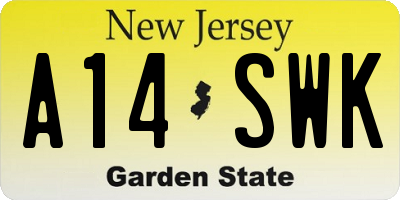 NJ license plate A14SWK