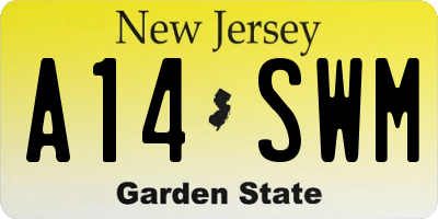 NJ license plate A14SWM