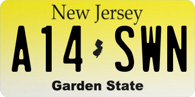 NJ license plate A14SWN