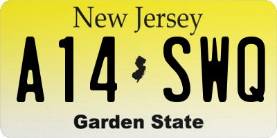 NJ license plate A14SWQ