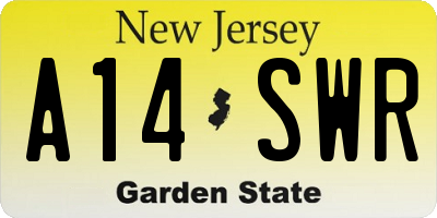 NJ license plate A14SWR