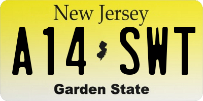 NJ license plate A14SWT