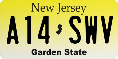 NJ license plate A14SWV