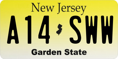 NJ license plate A14SWW