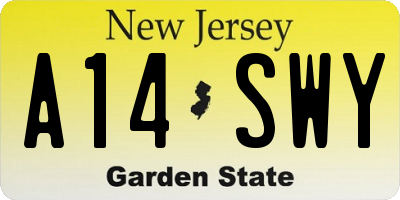 NJ license plate A14SWY