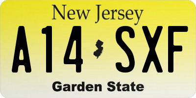 NJ license plate A14SXF