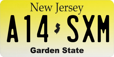 NJ license plate A14SXM