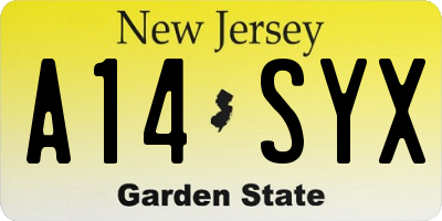 NJ license plate A14SYX