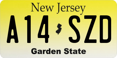 NJ license plate A14SZD
