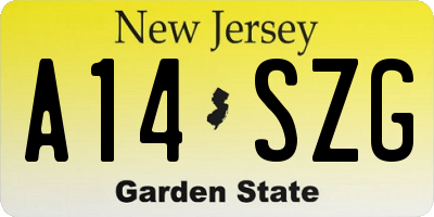NJ license plate A14SZG