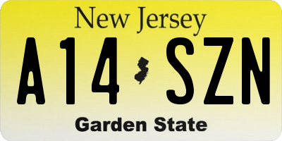 NJ license plate A14SZN