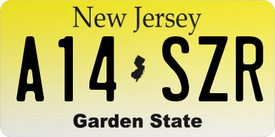 NJ license plate A14SZR