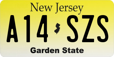 NJ license plate A14SZS