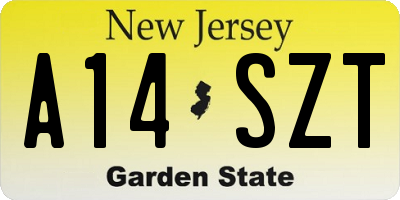 NJ license plate A14SZT