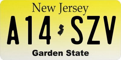 NJ license plate A14SZV