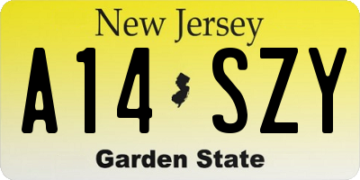 NJ license plate A14SZY