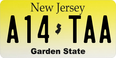 NJ license plate A14TAA