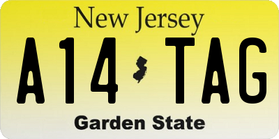 NJ license plate A14TAG