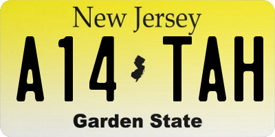 NJ license plate A14TAH