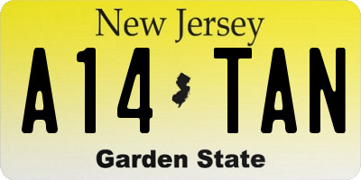 NJ license plate A14TAN