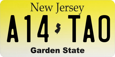 NJ license plate A14TAO