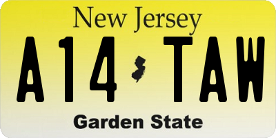 NJ license plate A14TAW