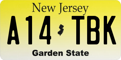 NJ license plate A14TBK
