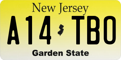 NJ license plate A14TBO
