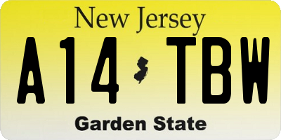 NJ license plate A14TBW