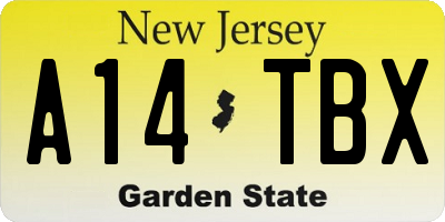 NJ license plate A14TBX