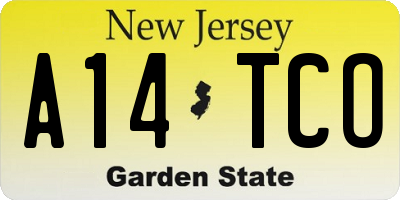 NJ license plate A14TCO