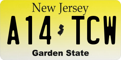 NJ license plate A14TCW