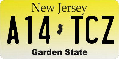 NJ license plate A14TCZ