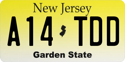 NJ license plate A14TDD