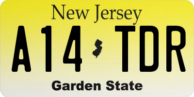 NJ license plate A14TDR